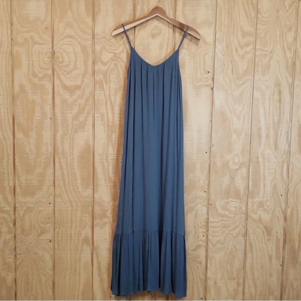 Z Supply NWT Rocco Teal Blue Spaghetti Strap Tiered Maxi Dress Size XS